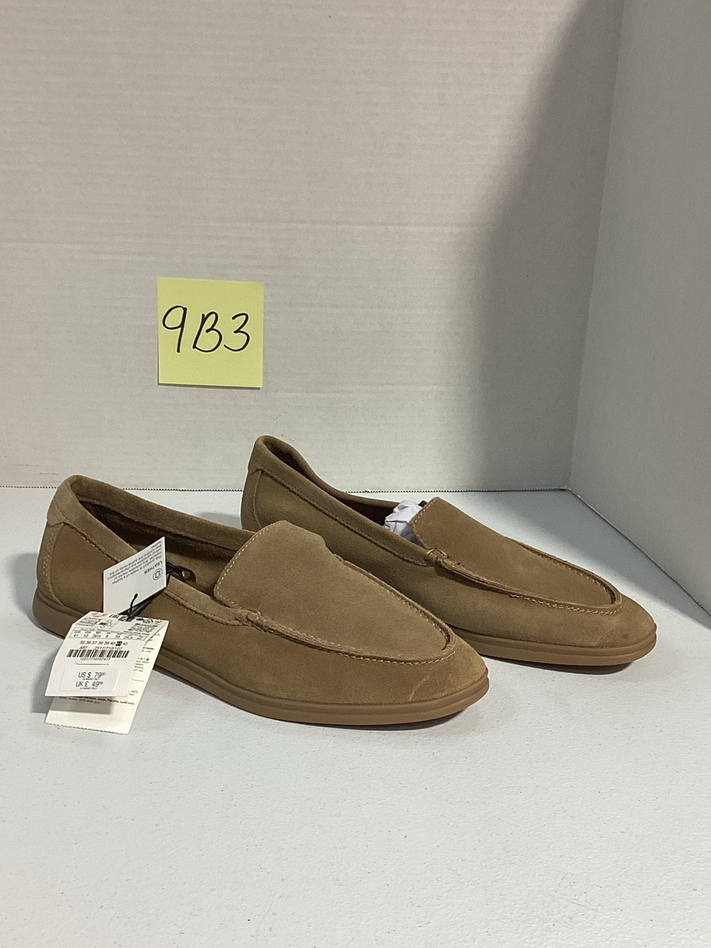 Zara Tan Suede Slip-On Loafers for Women
